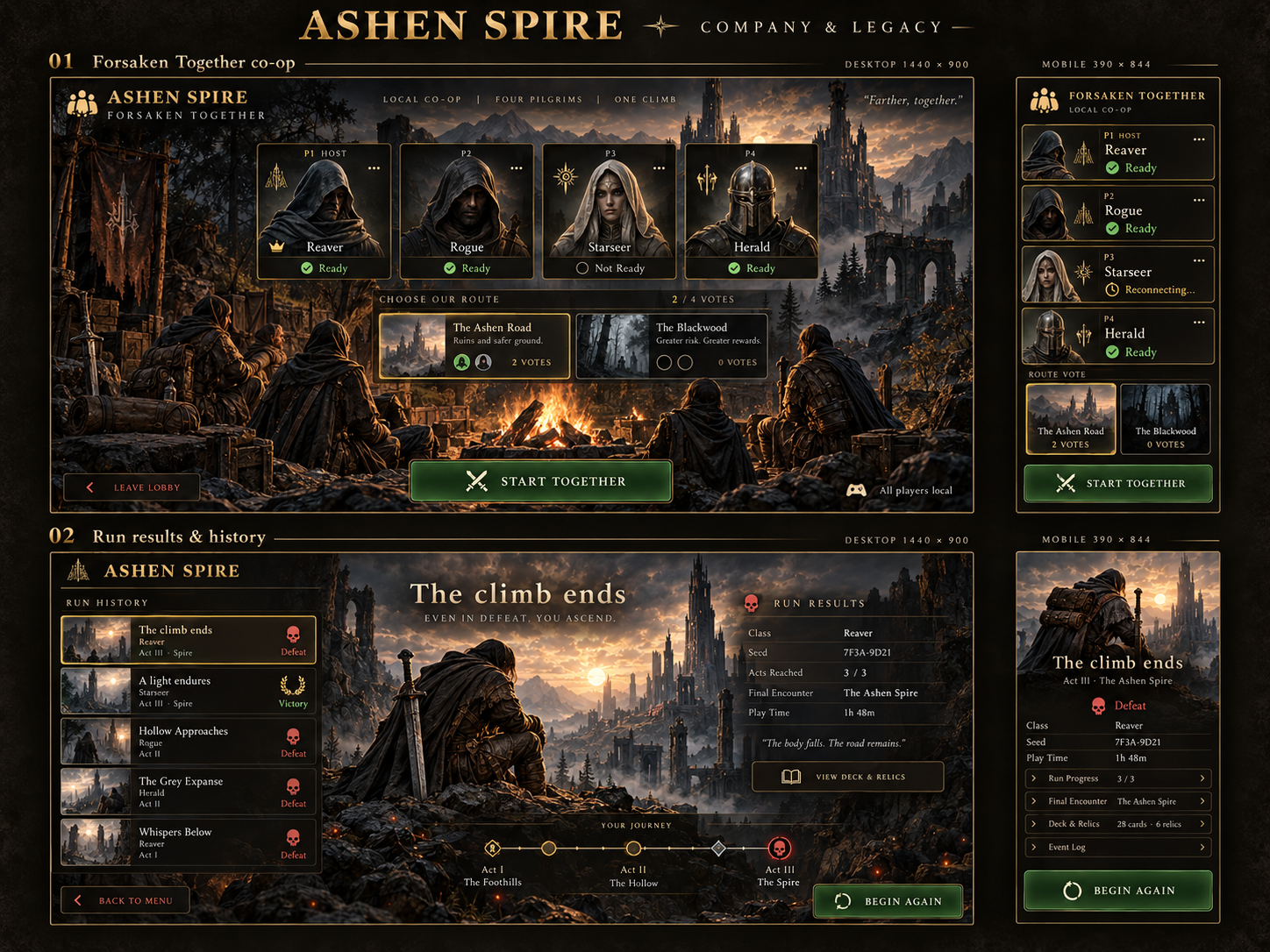 Forsaken Together co-op and Run results & history: desktop and mobile concept artwork